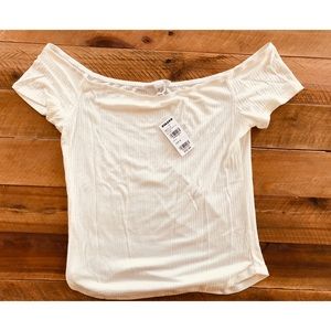 [SOLD] NWT White Full-Tilt Ribbed Off-Shoulder